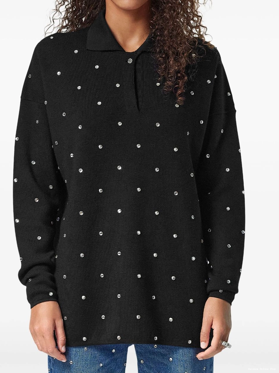 Affordable Versace stud-embellished Women shirt polo 0712